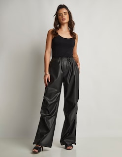 Foto 2 | Pantalón Devendi Color Negro Vinipiel Ajustable