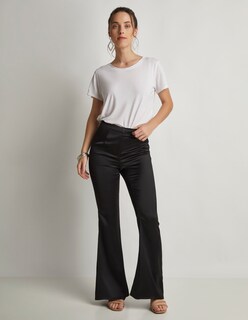 Foto 2 | Pantalón Devendi Color Negro Campana Satinado