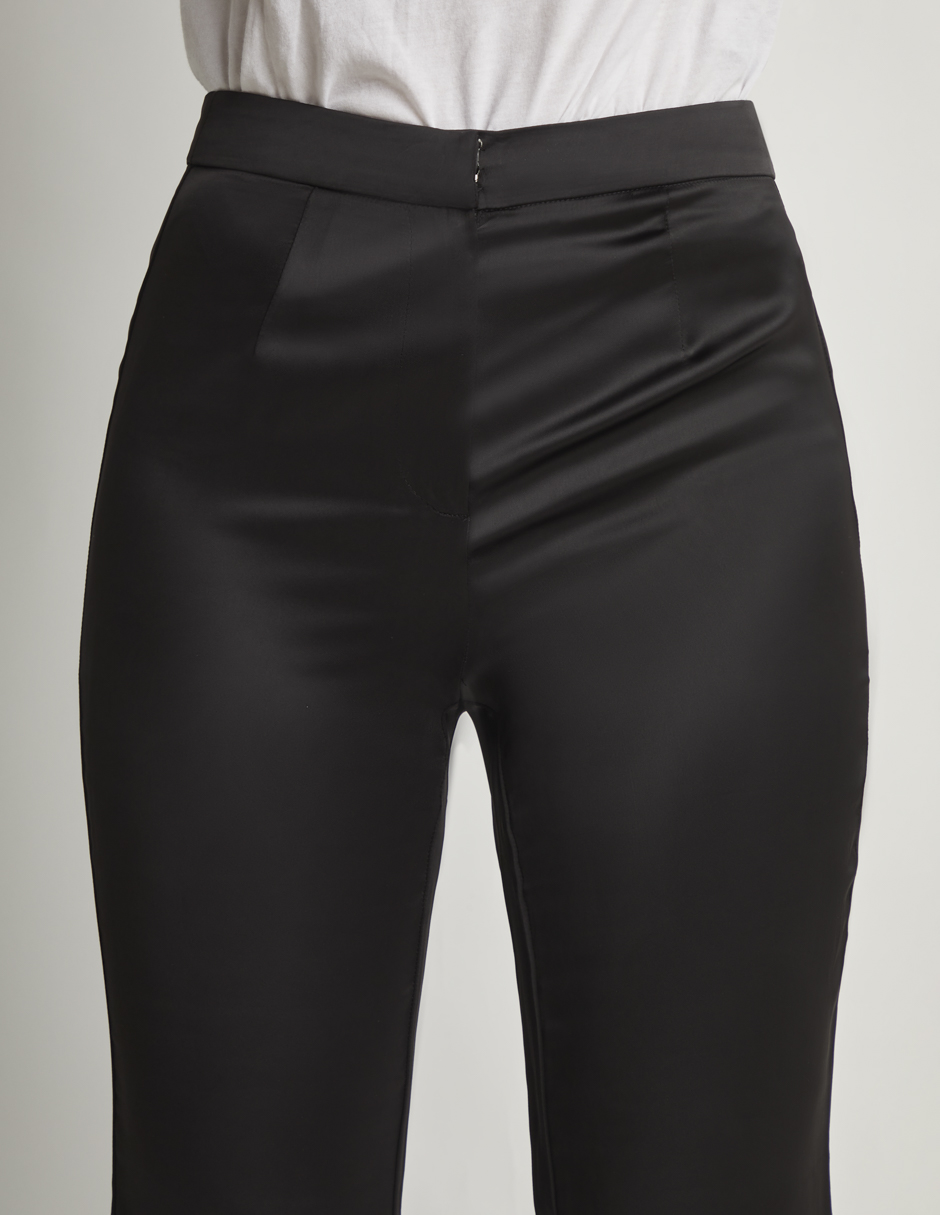 Foto 4 pulgar | Pantalón Devendi Color Negro Campana Satinado