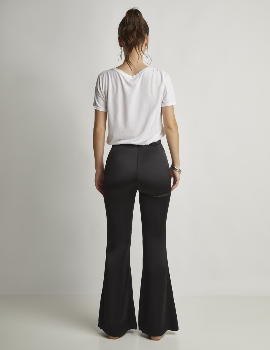 Foto 5 pulgar | Pantalón Devendi Color Negro Campana Satinado