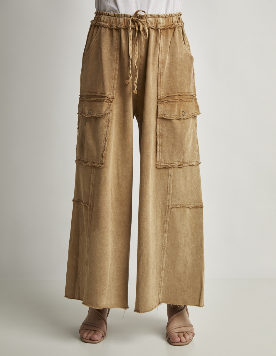 Foto 2 pulgar | Pantalón Devendi Color Camel Wide Leg Stretch