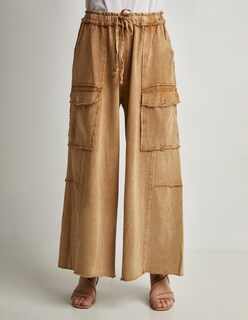 Foto 1 | Pantalón Devendi Color Camel Wide Leg Stretch