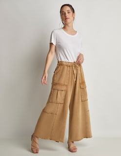Foto 2 | Pantalón Devendi Color Camel Wide Leg Stretch