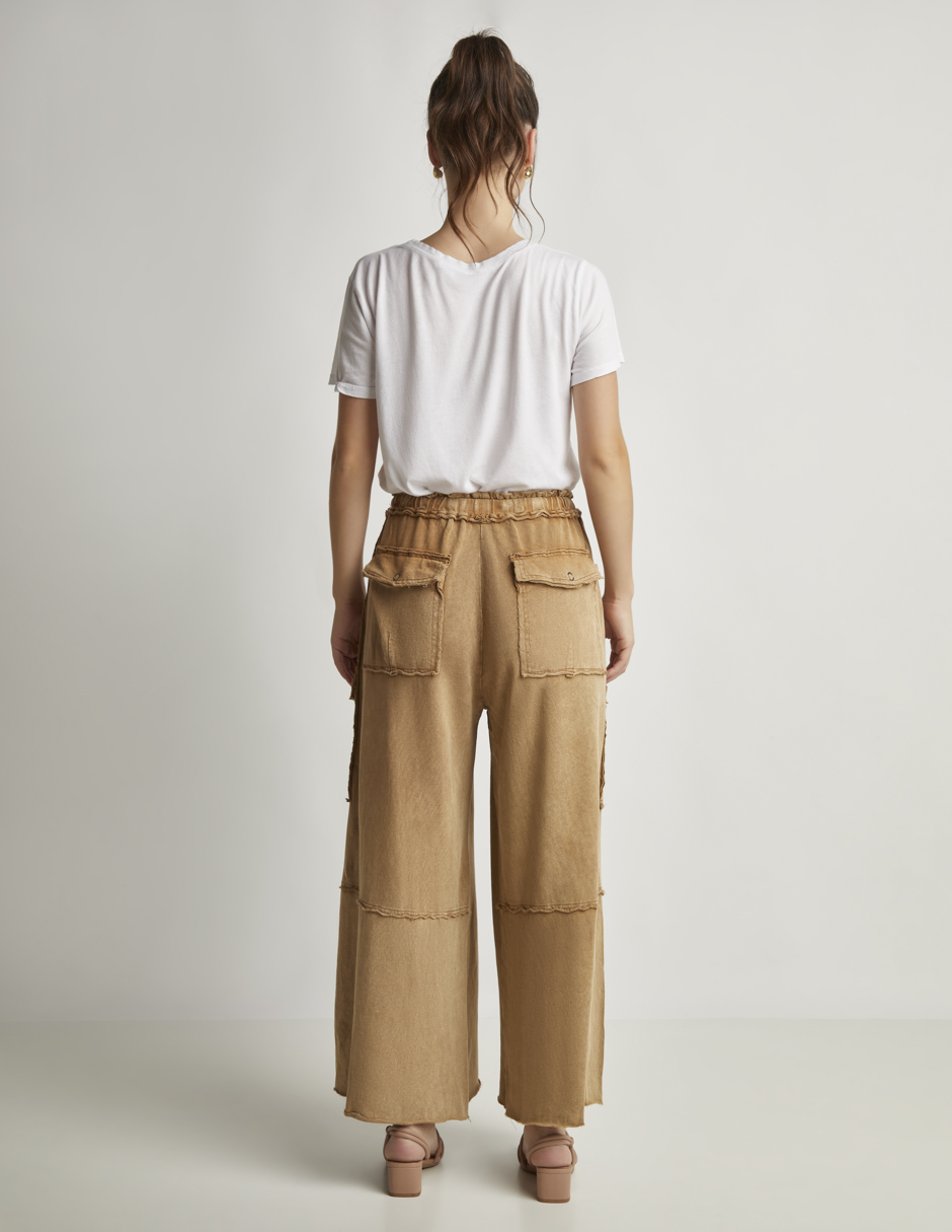 Foto 5 pulgar | Pantalón Devendi Color Camel Wide Leg Stretch