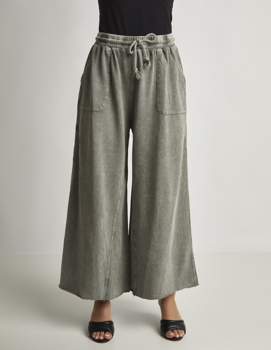 Foto 2 pulgar | Pantalón Devendi Color Gris Wide Leg Stretch
