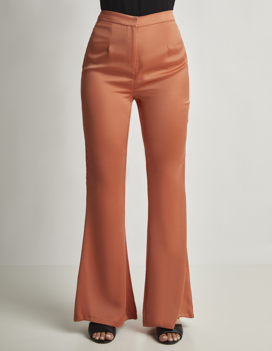 Foto 1 | Pantalón Devendi Color Salmón Campana Satinado