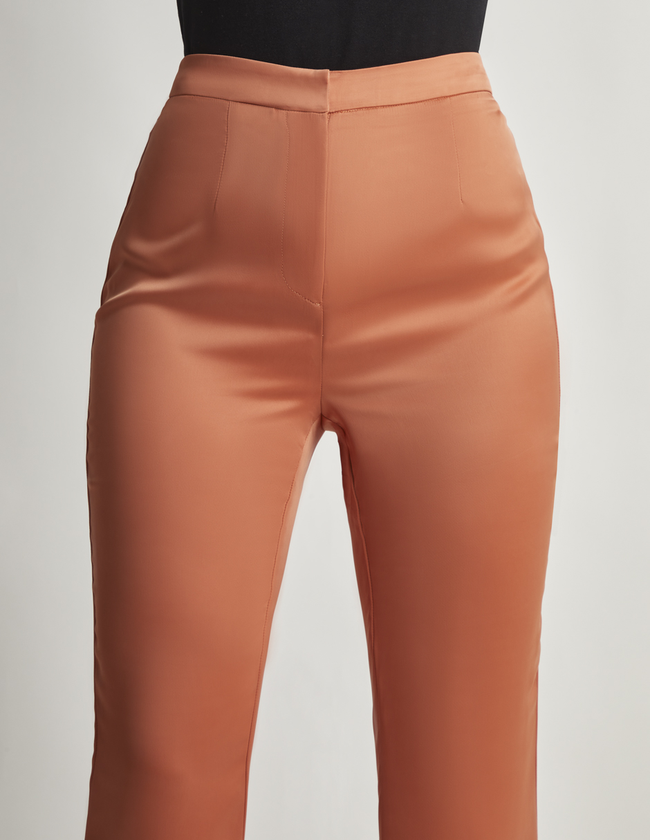 Foto 4 pulgar | Pantalón Devendi Color Salmón Campana Satinado