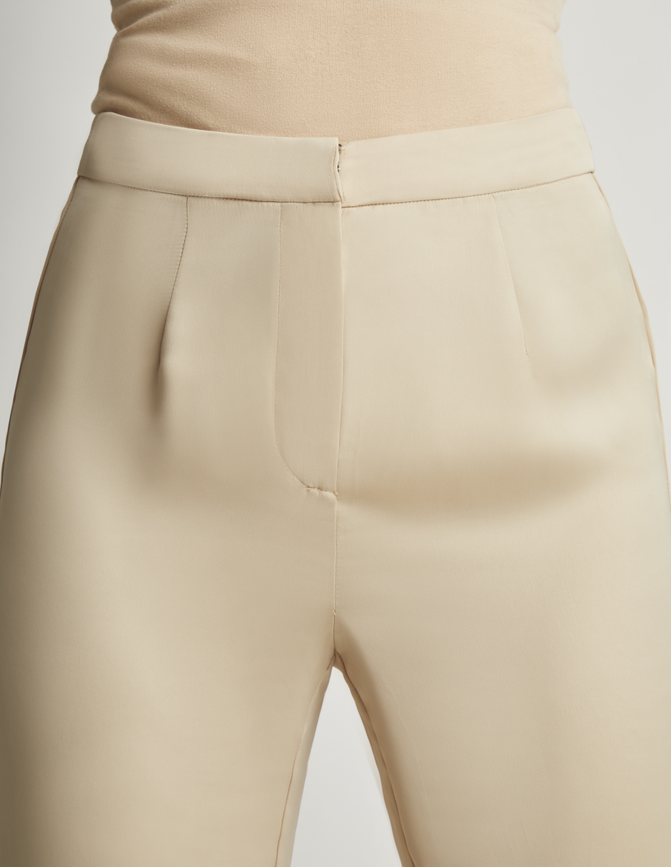Foto 5 pulgar | Pantalón Devendi Color Biege Campana Satinado