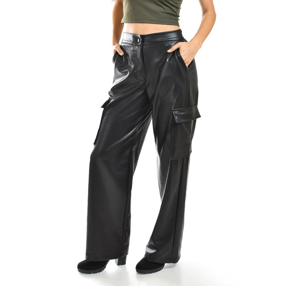 Foto 1 | Pantalón Cargo De Piel Sintética Roman Fashion /juvenil, 2408 (negro) Negro