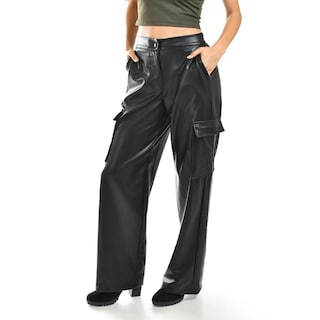 Foto 1 | Pantalón Cargo De Piel Sintética Roman Fashion /juvenil, 2408 (negro) Negro