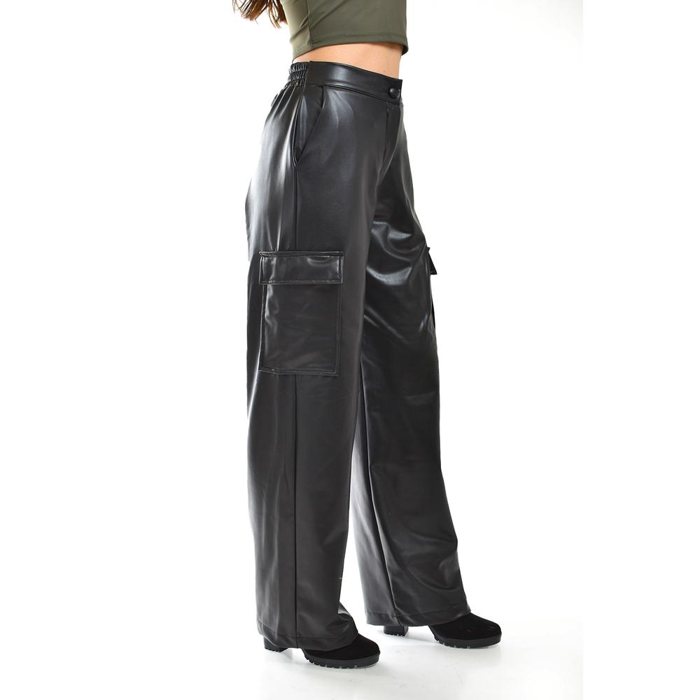 Foto 3 pulgar | Pantalón Cargo De Piel Sintética Roman Fashion /juvenil, 2408 (negro) Negro