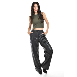 Foto 4 | Pantalón Cargo De Piel Sintética Roman Fashion /juvenil, 2408 (negro) Negro