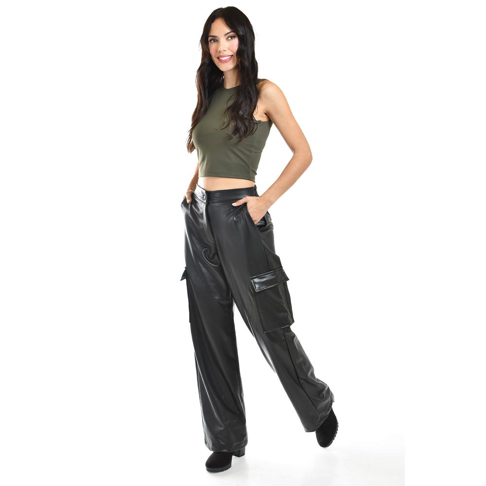Foto 5 | Pantalón Cargo De Piel Sintética Roman Fashion /juvenil, 2408 (negro) Negro