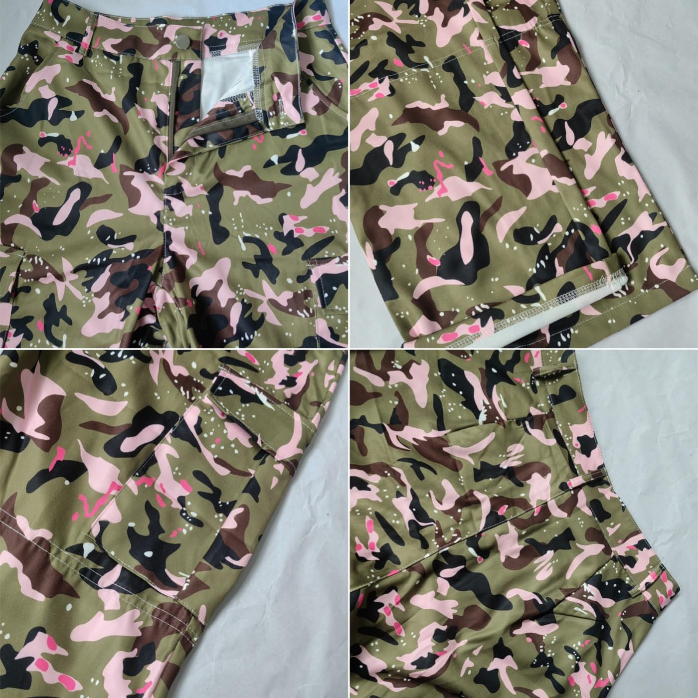 Foto 7 pulgar | Pantalones Cargo Camo Para Mujer, Talla 3xl, Rosa, Cintura Alta, Pierna Recta - Venta Internacional.