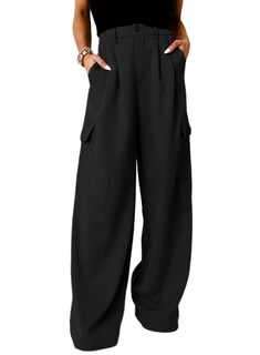 Foto 1 | Pantalones Cargo Dokotoo Negros Cintura Alta y Pierna Ancha para Mujer - Venta Internacional