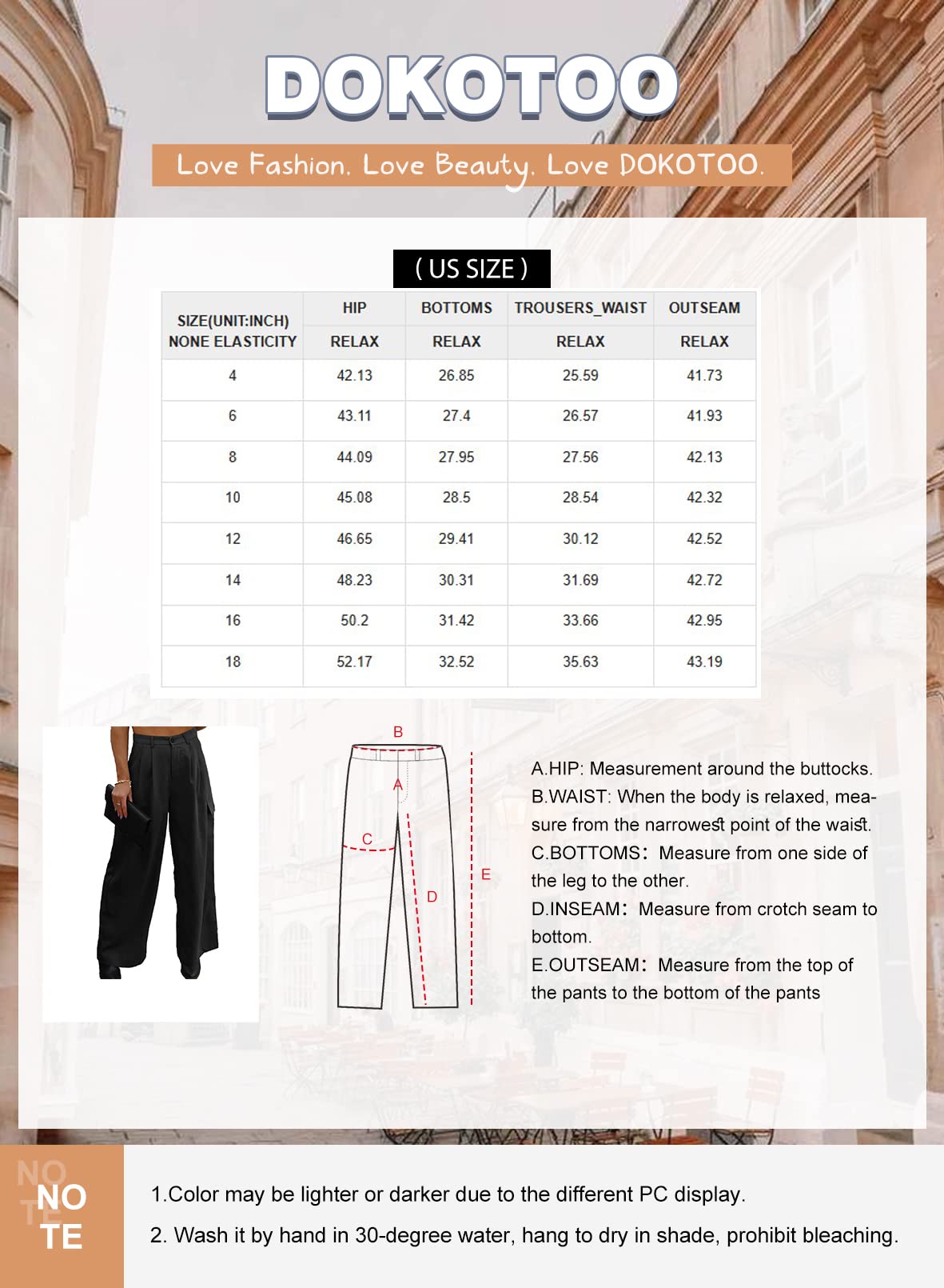 Foto 7 pulgar | Pantalones Cargo Dokotoo Negros Cintura Alta y Pierna Ancha para Mujer - Venta Internacional