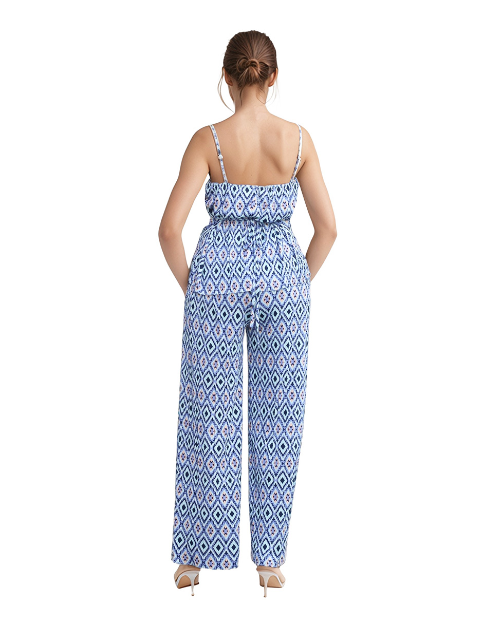 Foto 3 pulgar | Conjunto Blusa Y Pantalón Amplio Plisado Beddel Azul