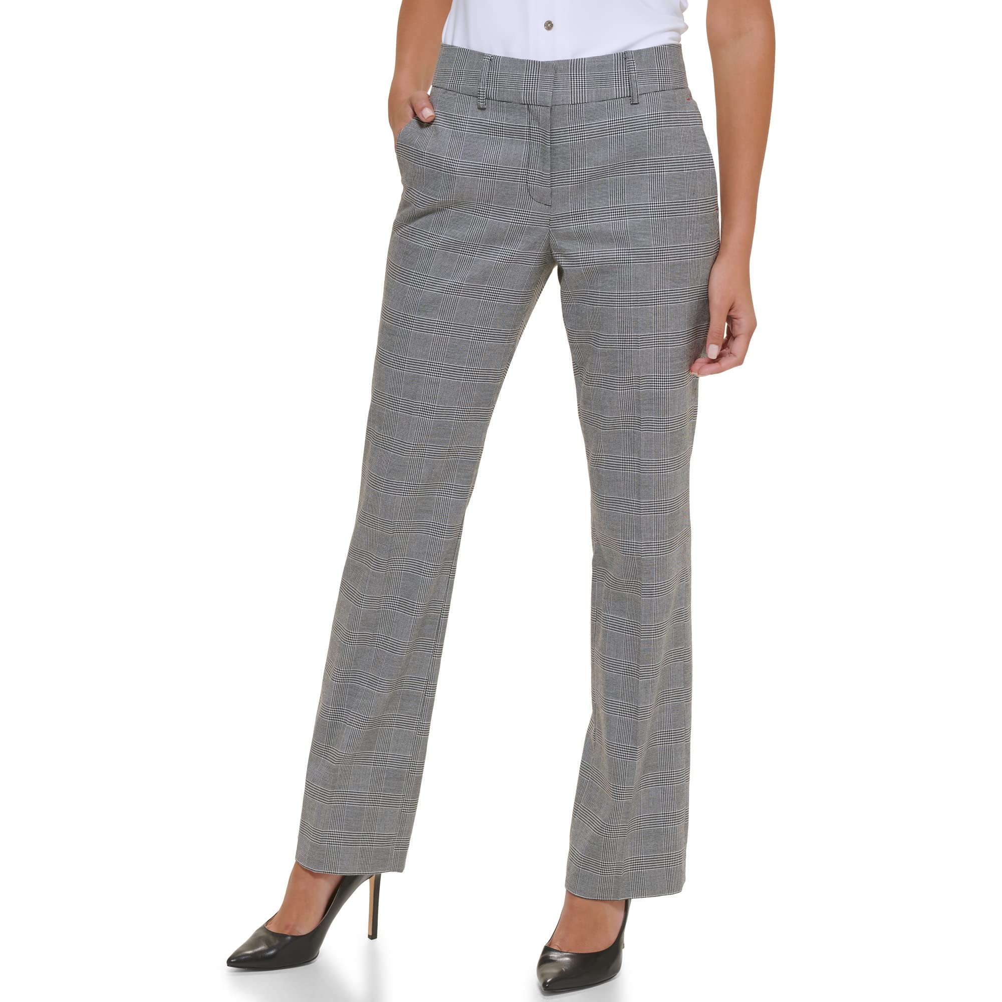 Pantalones Tommy Hilfiger Glen Plaid Sutton Bootcut Negro/marfil 16 - Venta Internacional.