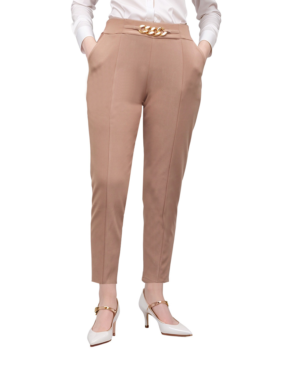 Pantalón Recto Entubado Cadena Beddel P92202 Arena S/m