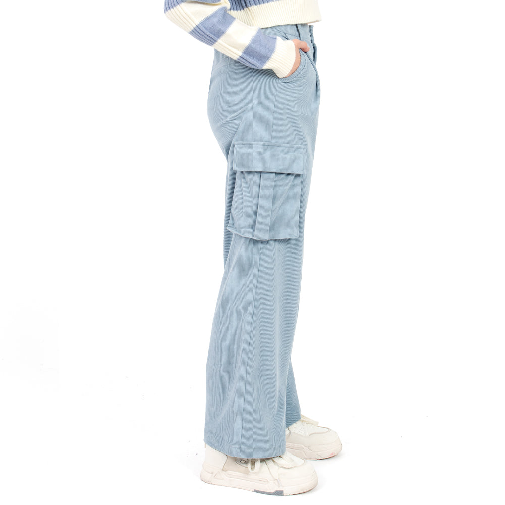 Foto 2 | Pantalón con Doble Bolsa Lateral y Pinzas Quarry Azul para Mujer