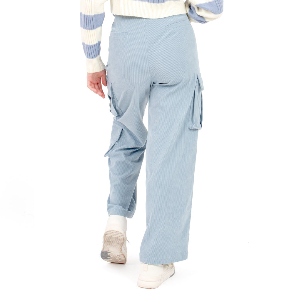 Foto 3 | Pantalón con Doble Bolsa Lateral y Pinzas Quarry Azul para Mujer