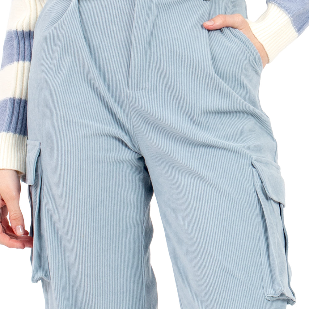 Foto 5 pulgar | Pantalón con Doble Bolsa Lateral y Pinzas Quarry Azul para Mujer