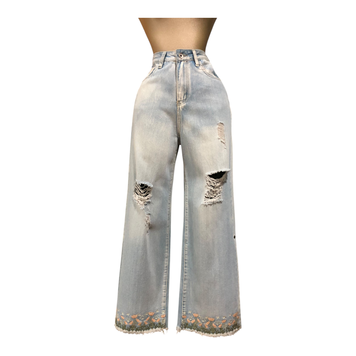 Foto 2 | Pantalón De Mezclilla Flores Para Dama Erivel
