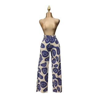 Foto 2 | Pantalón Estampado Caritas Azul Erivel