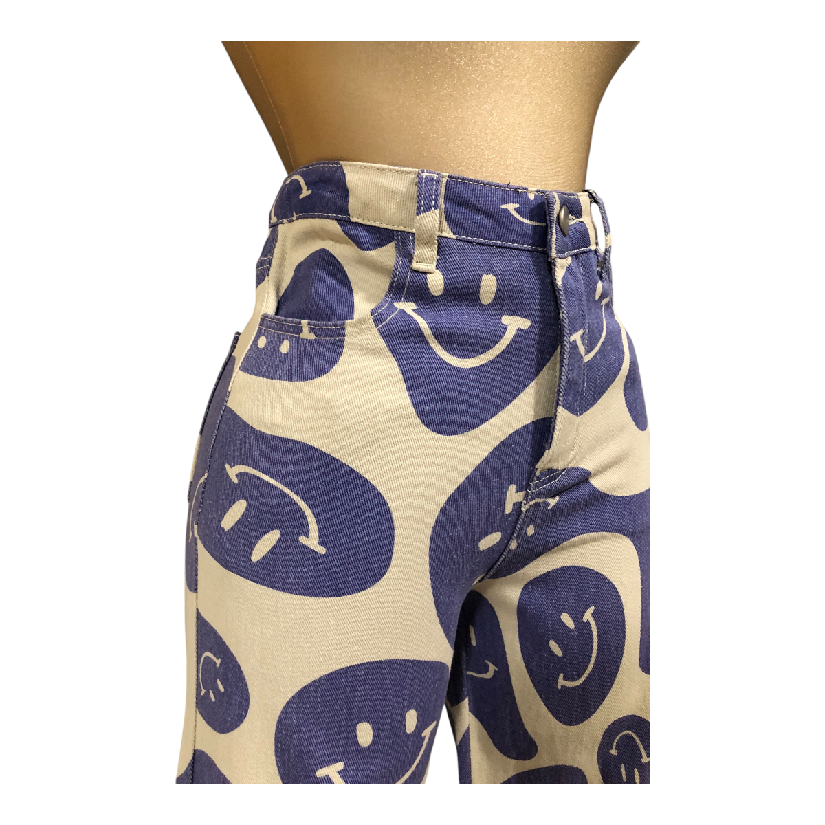 Foto 5 pulgar | Pantalón Estampado Caritas Azul Erivel