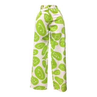 Foto 1 | Pantalón Con Estampado De Caritas Verde Erivel
