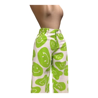 Foto 4 | Pantalón Con Estampado De Caritas Verde Erivel