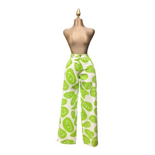 Foto 5 | Pantalón Con Estampado De Caritas Verde Erivel