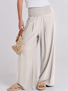 Foto 2 | Pantalones Palazzo Anrabess De Lino, Cintura Alta, Color Albaricoque, Para Mujer - Venta Internacional.