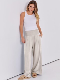 Foto 6 | Pantalones Palazzo Anrabess De Lino, Cintura Alta, Color Albaricoque, Para Mujer - Venta Internacional.