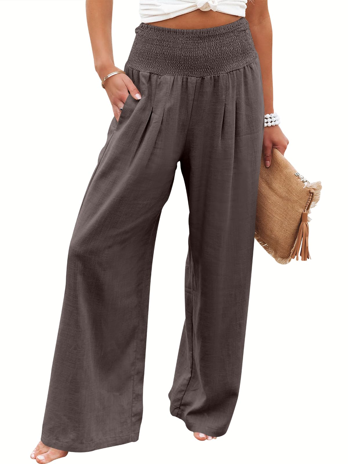Foto 2 pulgar | Pantalón Anrabess Lino Café para Mujer - Venta Internacional