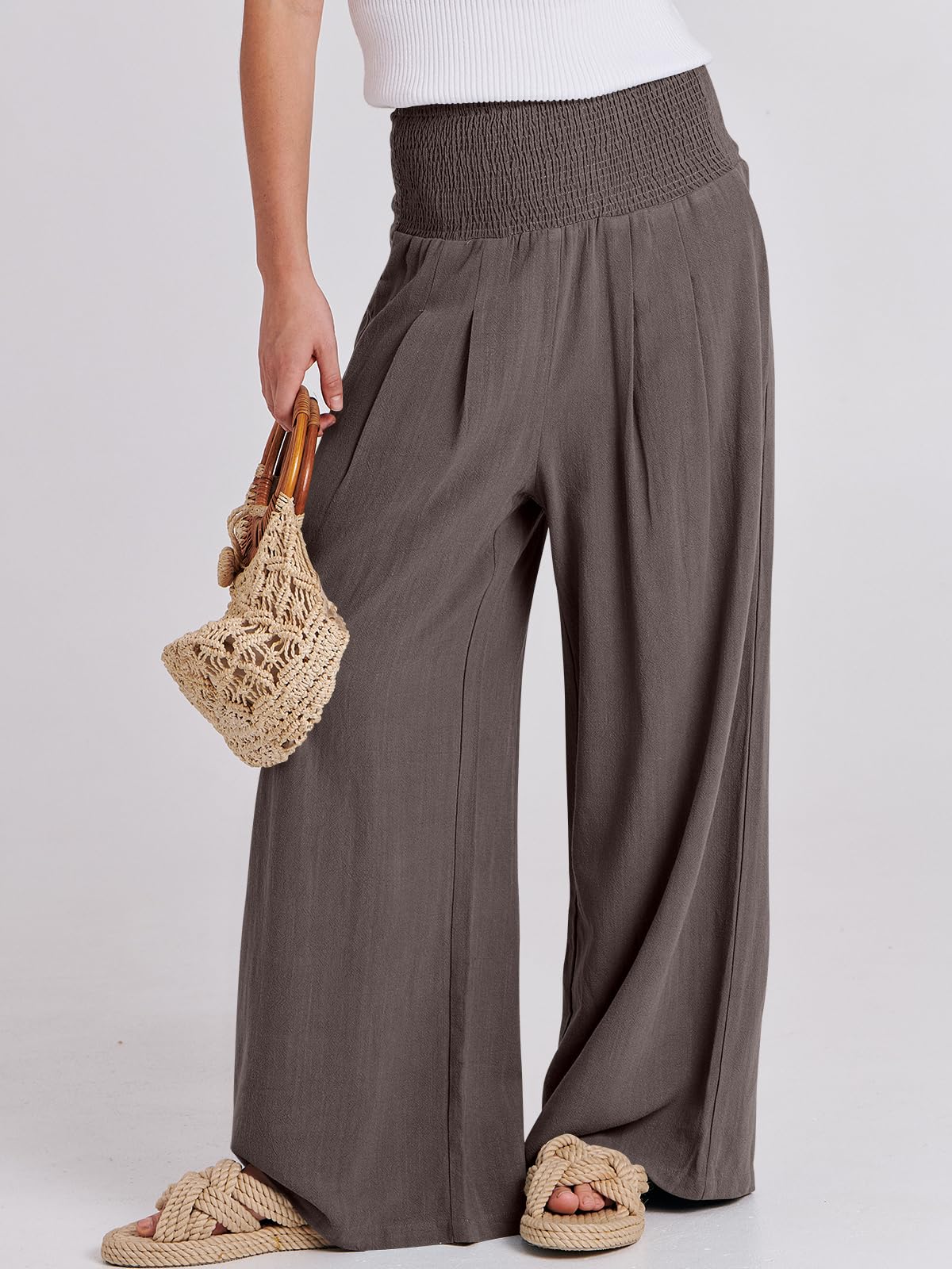 Foto 3 pulgar | Pantalón Anrabess Lino Café para Mujer - Venta Internacional