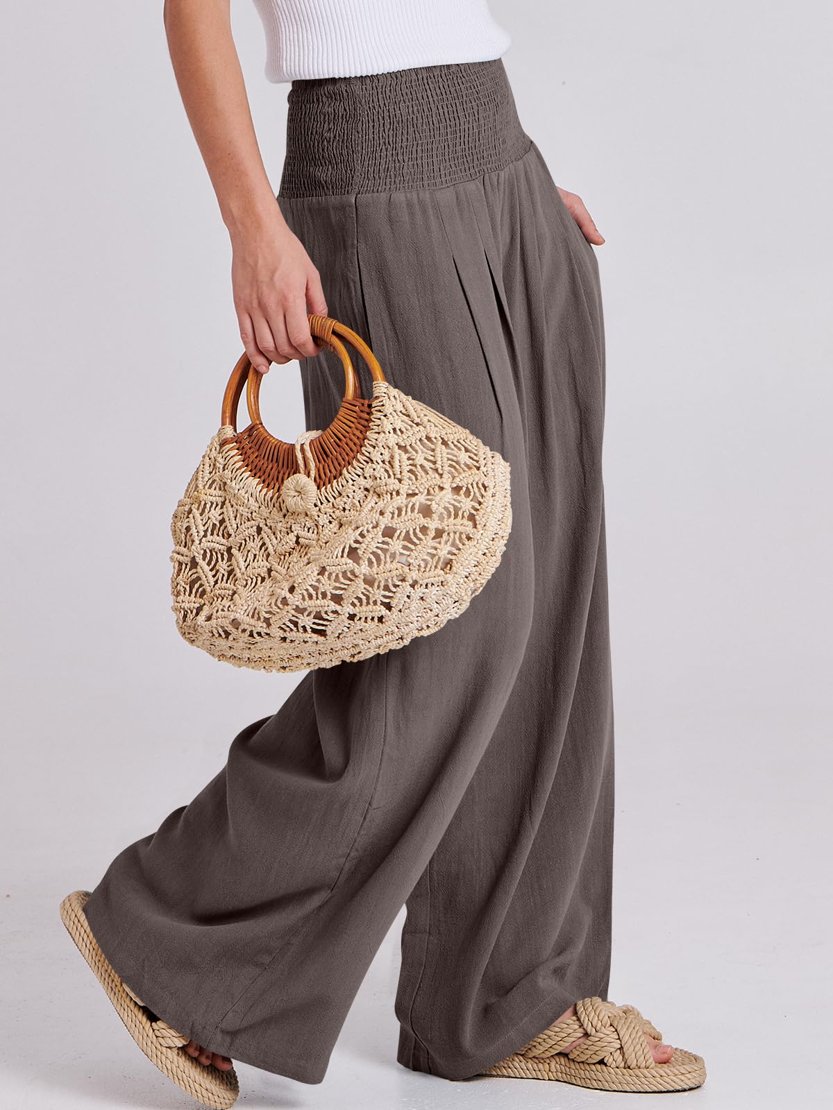 Foto 4 pulgar | Pantalón Anrabess Lino Café para Mujer - Venta Internacional