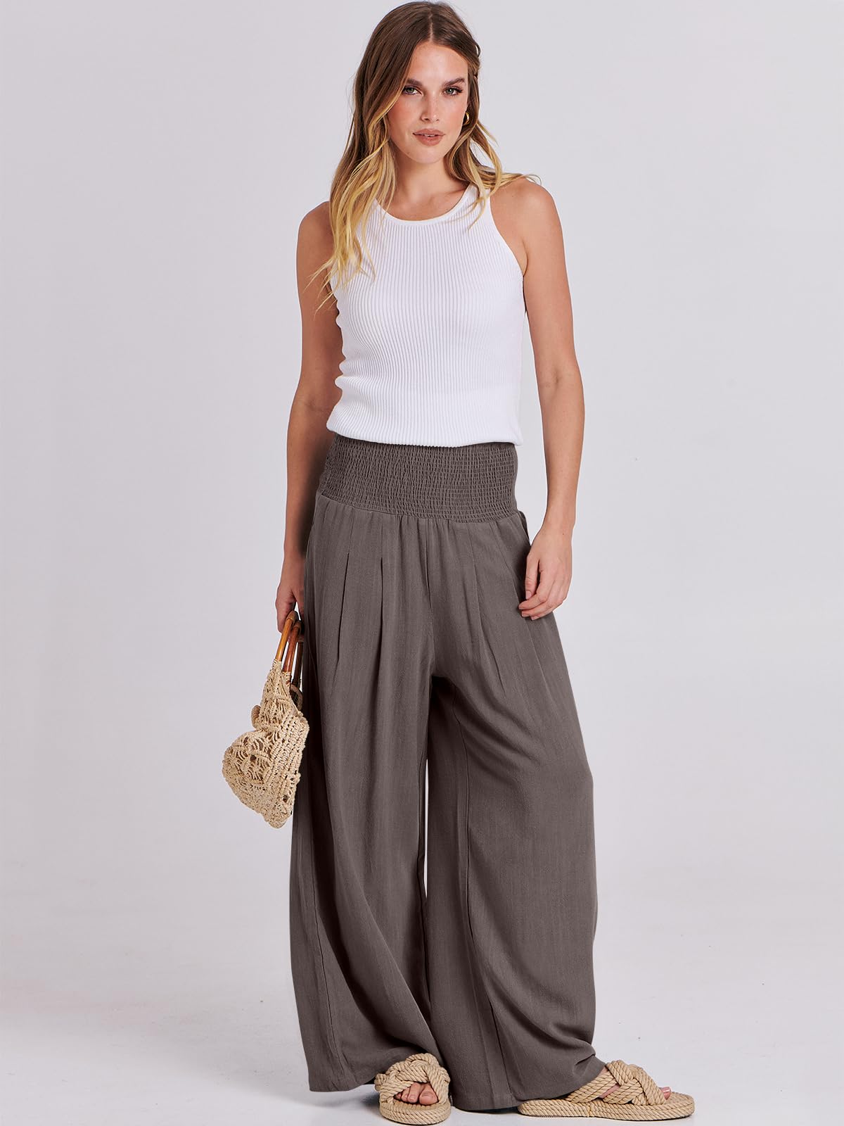 Foto 6 pulgar | Pantalón Anrabess Lino Café para Mujer - Venta Internacional