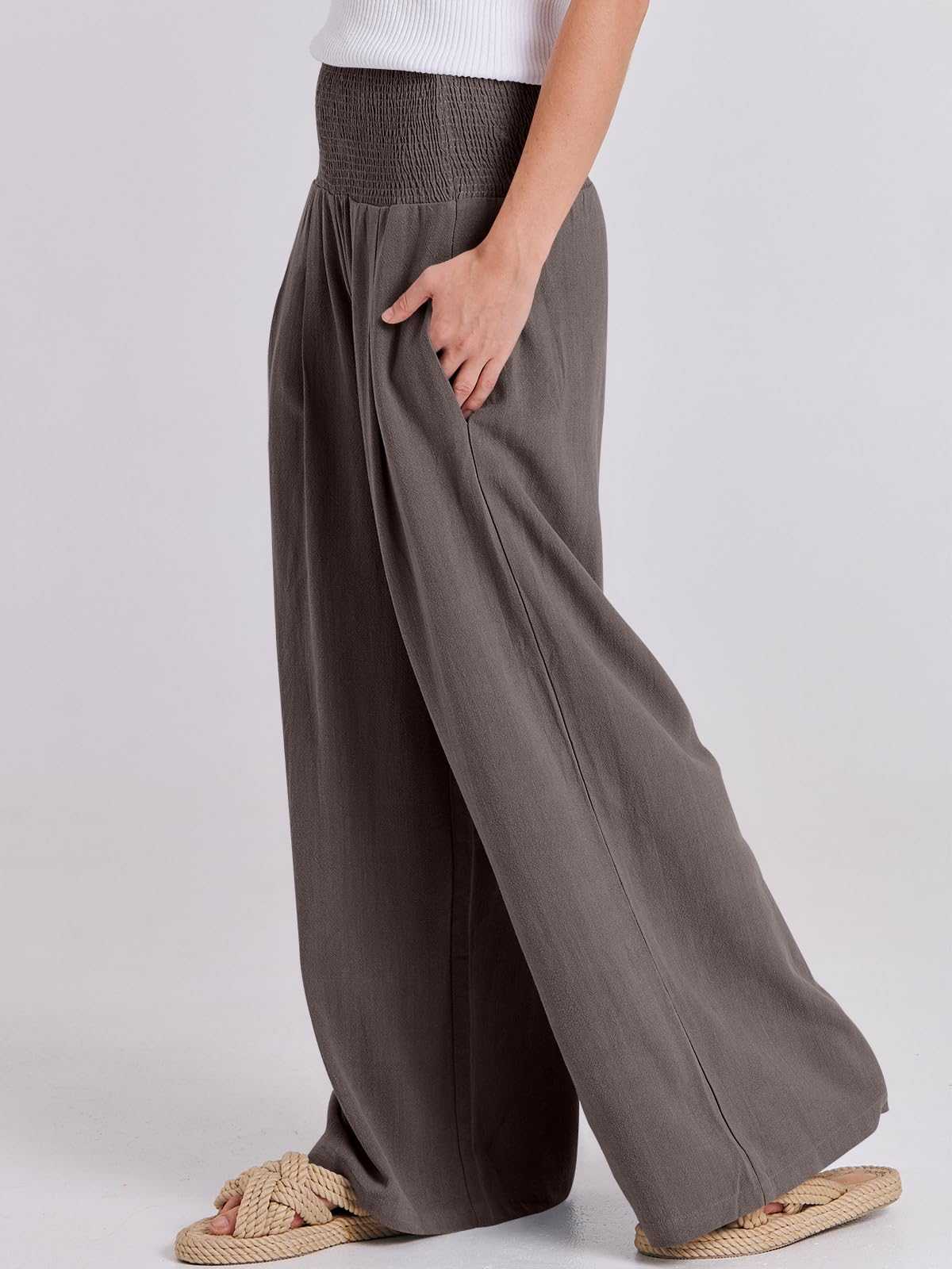 Foto 8 pulgar | Pantalón Anrabess Lino Café para Mujer - Venta Internacional