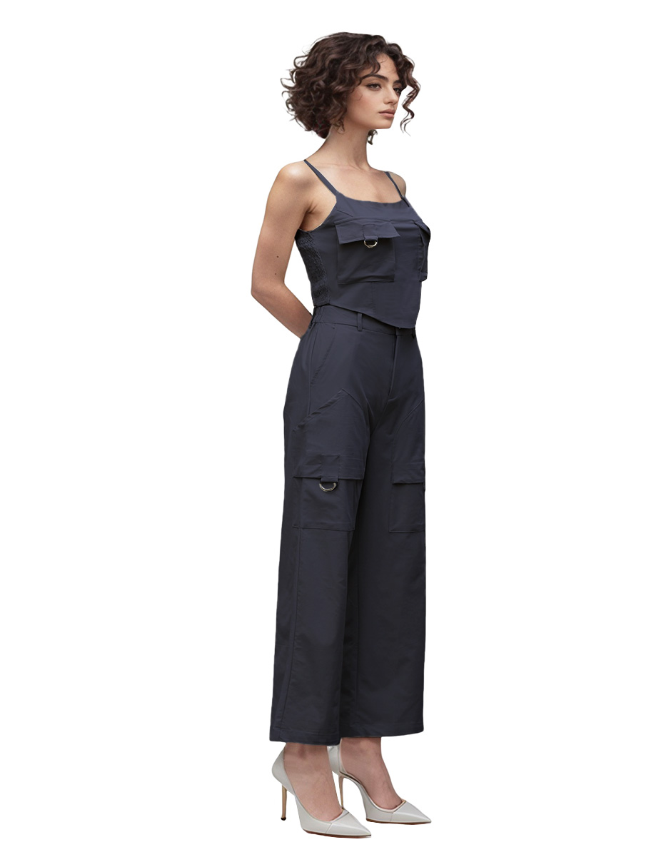 Foto 3 pulgar | Conjunto Blusa Y Pantalón Recto Tipo Cargo Color Negro