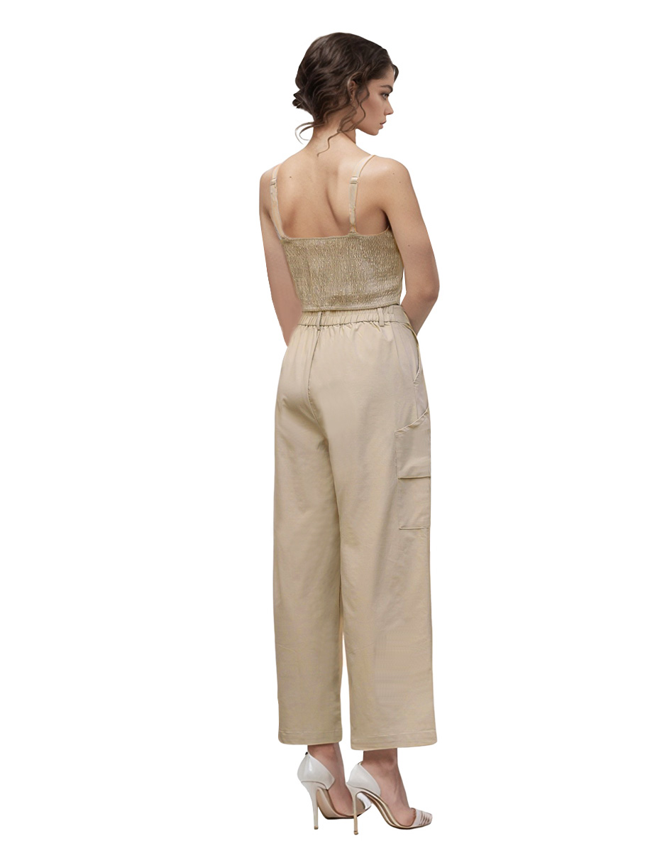 Foto 4 pulgar | Conjunto Blusa Y Pantalón Recto Tipo Cargo Color Beige