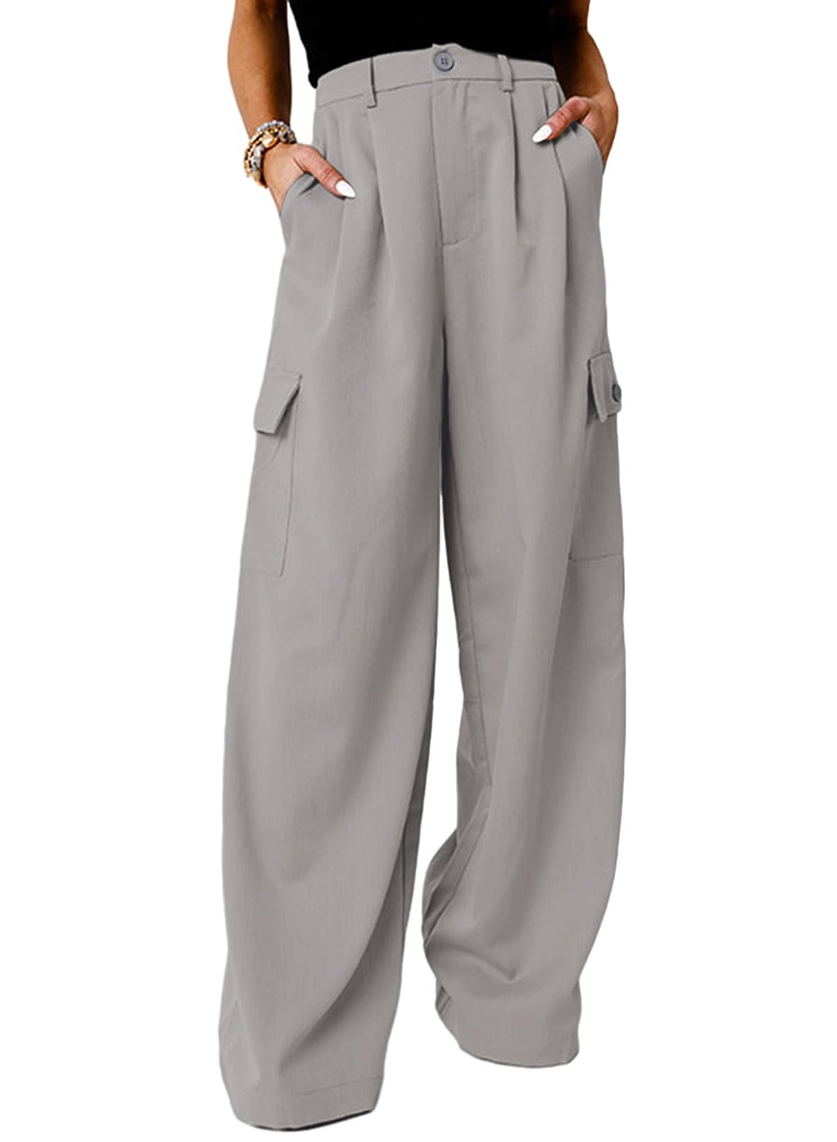 Foto 2 pulgar | Pantalones Cargo Dokotoo Lounge 2024 Fall Palazzo Para Mujer, Color Gris - Venta Internacional.