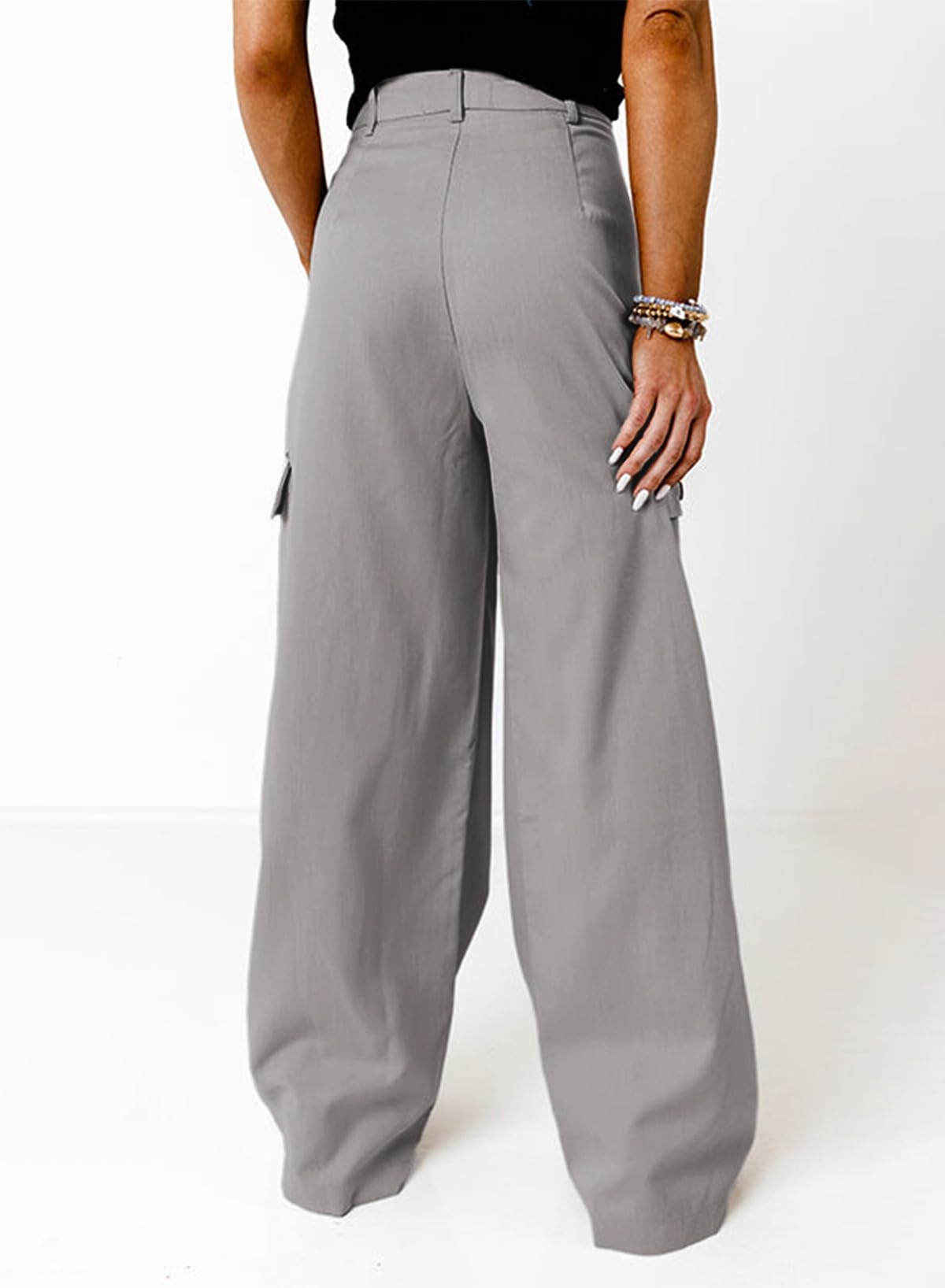 Foto 8 pulgar | Pantalones Cargo Dokotoo Lounge 2024 Fall Palazzo Para Mujer, Color Gris - Venta Internacional.
