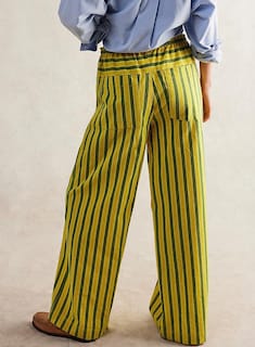 Foto 2 | Pantalones Acelit Para Mujer, Casuales, A Rayas, Color Amarillo - Venta Internacional.