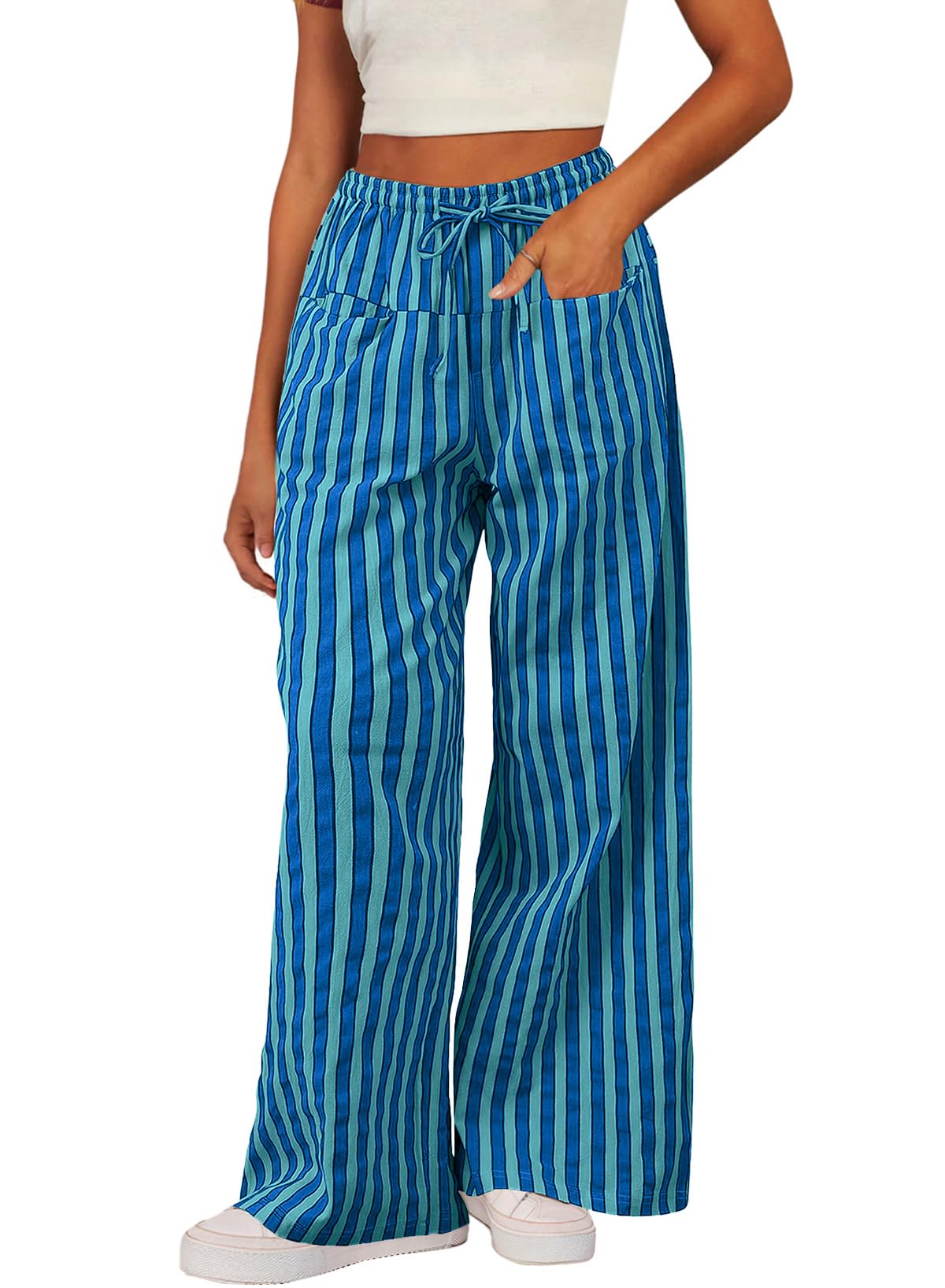 Foto 2 pulgar | Pantalones Acelit Para Mujer, Casual, A Rayas, Color Block 2025, Otoño - Venta Internacional.