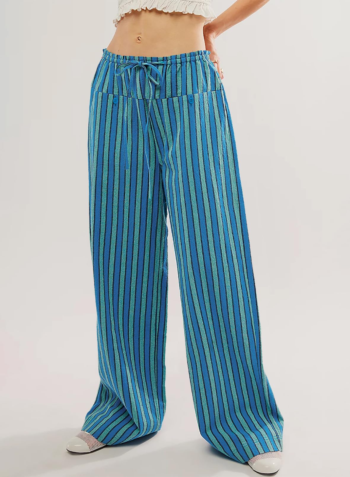 Foto 4 pulgar | Pantalones Acelit Para Mujer, Casual, A Rayas, Color Block 2025, Otoño - Venta Internacional.