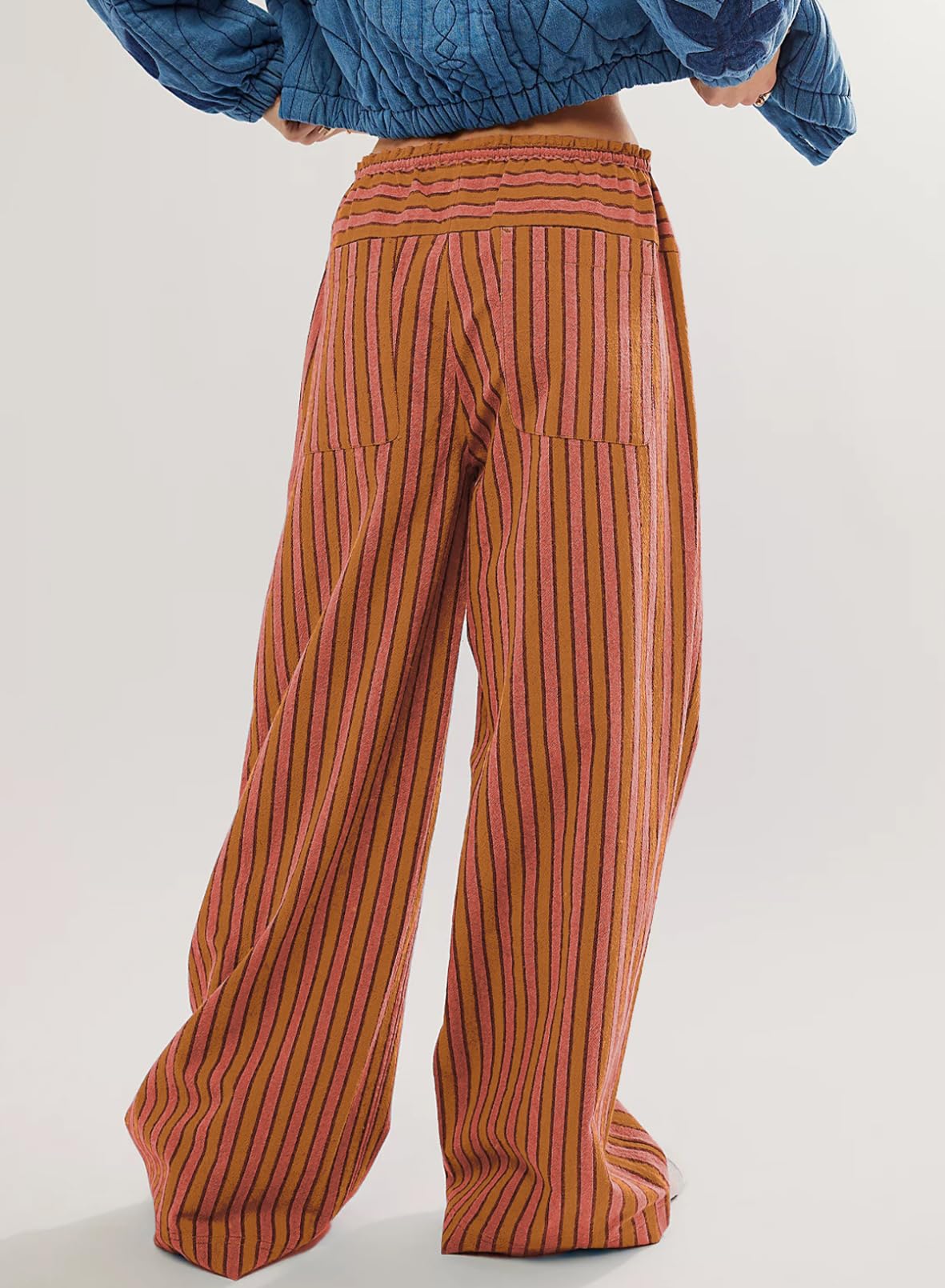 Foto 3 pulgar | Pantalones Acelit Para Mujer, Casuales, A Rayas, Color Rojo, Xl - Venta Internacional.