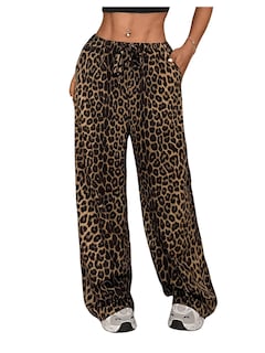 Foto 1 | Pantalones Floerns Con Estampado De Leopardo Y Cintura Con Cordón Para Mujer - Venta Internacional.