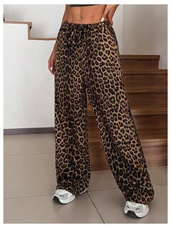 Foto 5 | Pantalones Floerns Con Estampado De Leopardo Y Cintura Con Cordón Para Mujer - Venta Internacional.