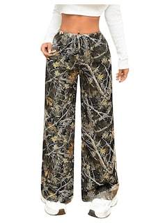 Foto 1 | Pantalones Con Estampado De Leopardo Con Estampado De Leopardo En La Cintura Y Pernera Ancha - Venta Internacional.